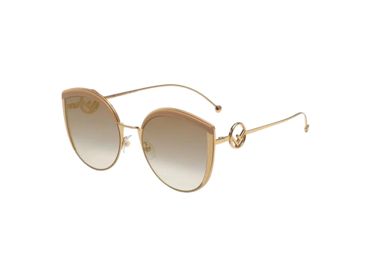 Fendi Fendi Cat Eye Sunglasses In Gold Frame Stainless Steel