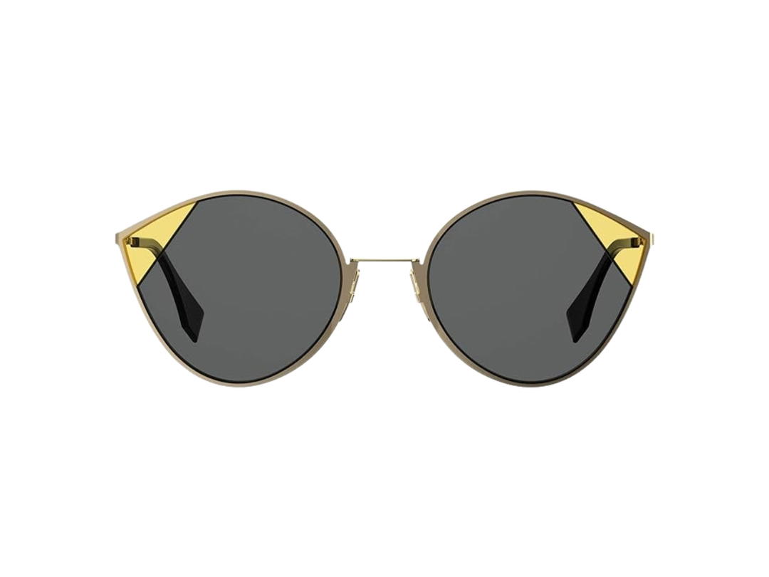 Fendi Fendi Cat Eye Sunglasses In Gold Metal Frame With Yellow Plate-Grey Lens
