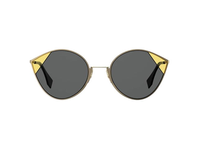 Fendi Fendi Cat Eye Sunglasses In Gold Metal Frame With Yellow Plate-Grey Lens - view 1