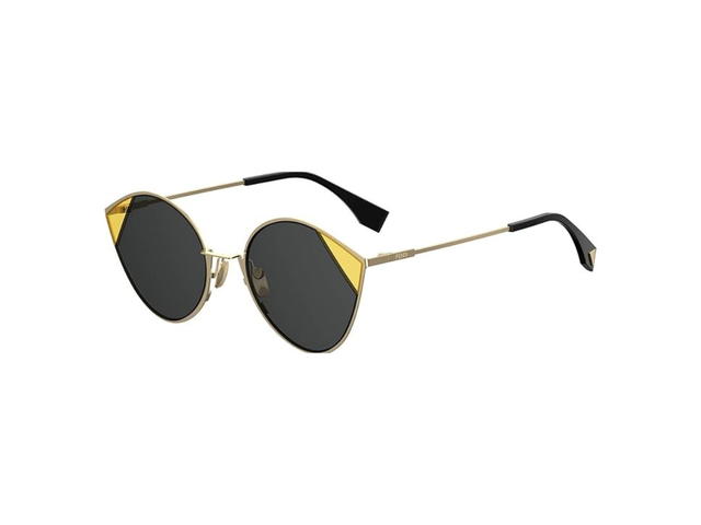 Fendi Fendi Cat Eye Sunglasses In Gold Metal Frame With Yellow Plate-Grey Lens - view 2