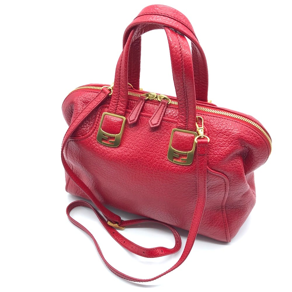 Fendi FENDI chameleon Shoulder Bag Hand Bag 2way bag Red Leather