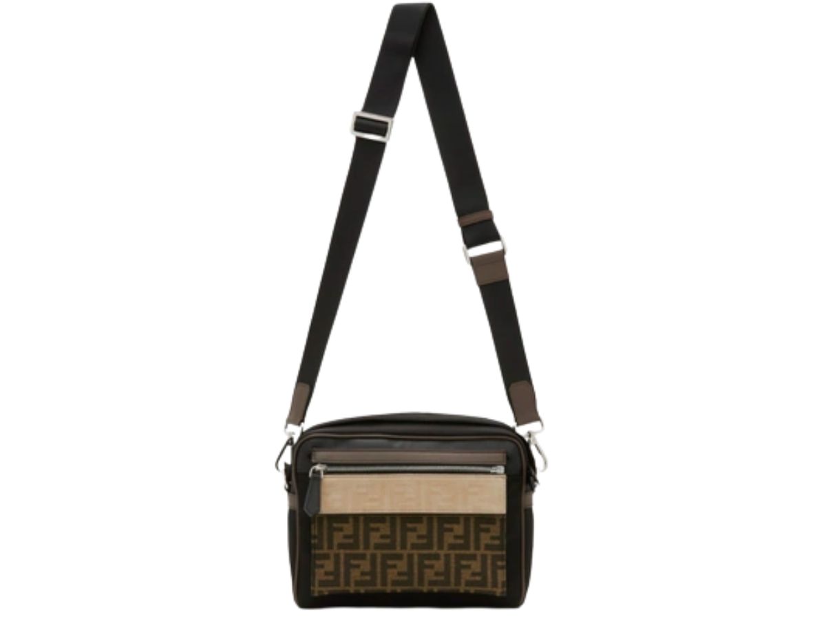 Fendi Fendi Colour-Block FF Motif Messenger Bag In Brown