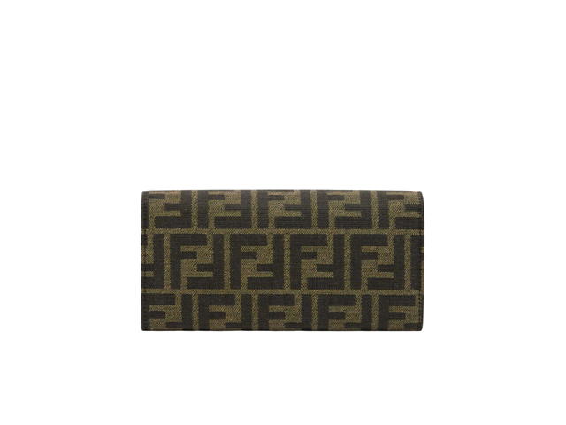 Fendi Fendi Continental With Chain In Brown Fabric Wallet With Gold-Finish Metalware - view 2