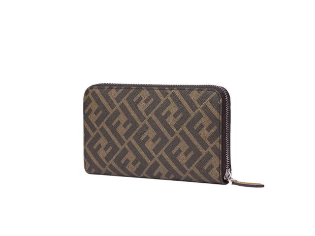 Fendi Fendi Diagonal Zip Around In Brown Fabric Wallet - view 2