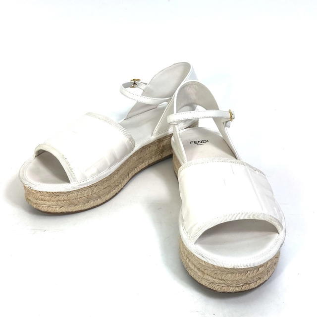 Fendi FENDI Espadrilles Platform shoes belt zukka logo Sandals Leather White - view 1