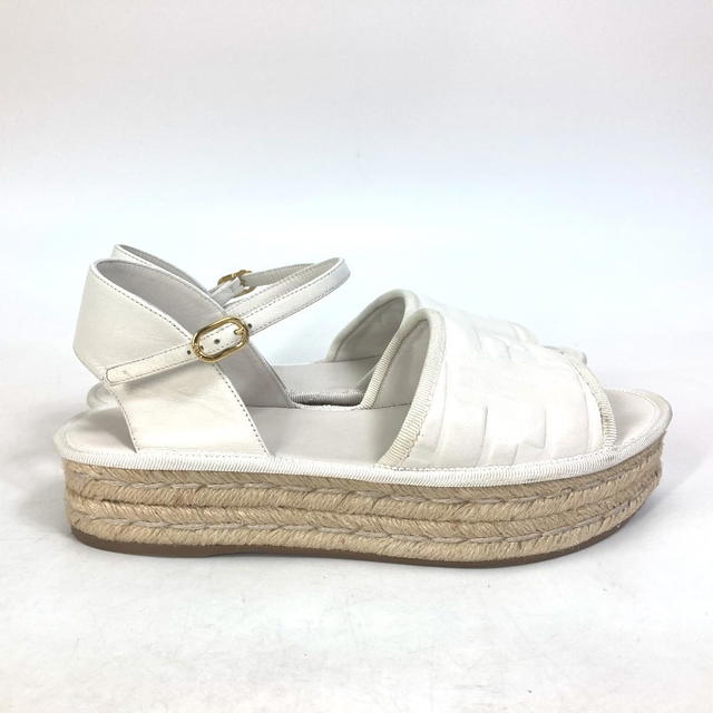 Fendi FENDI Espadrilles Platform shoes belt zukka logo Sandals Leather White - view 4