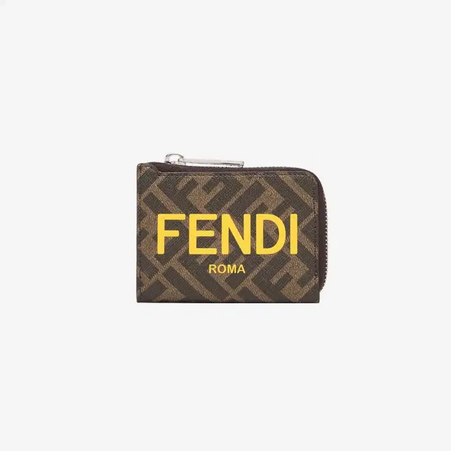 Fendi Fendi Fabric L-Shaped Zip Closure Card Holder Brown - view 1