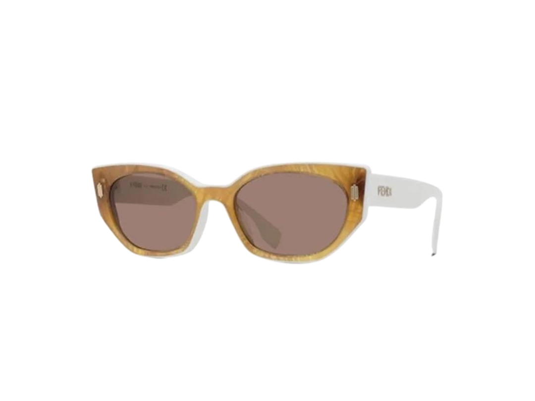 Fendi Fendi FE40018I Sunglasses In Cream Frame With Brown Lens Tortoise