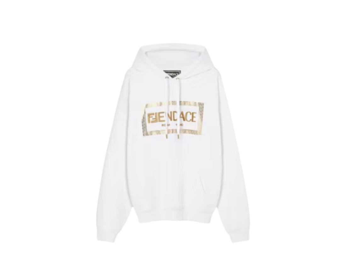 Fendi Fendi Fendace Logo Mens Hoodie White Gold (SS22)