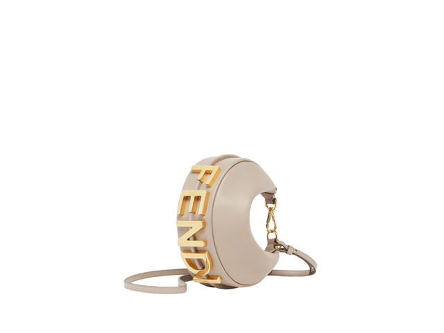 Fendi Fendi Fendigraphy Mini Bag In Soft Leather With Gold-Finish Metalware Grey - view 3