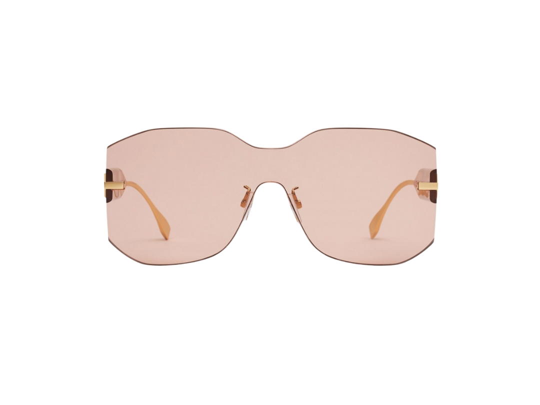 Fendi Fendi Fendigraphy Pink Shield Sunglasses In Gold-Coloured Metal