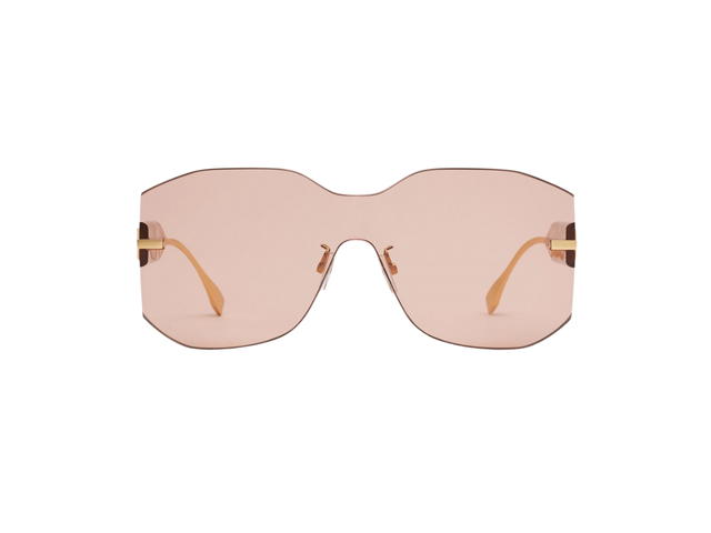 Fendi Fendi Fendigraphy Pink Shield Sunglasses In Gold-Coloured Metal - view 1