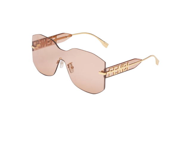 Fendi Fendi Fendigraphy Pink Shield Sunglasses In Gold-Coloured Metal - view 2