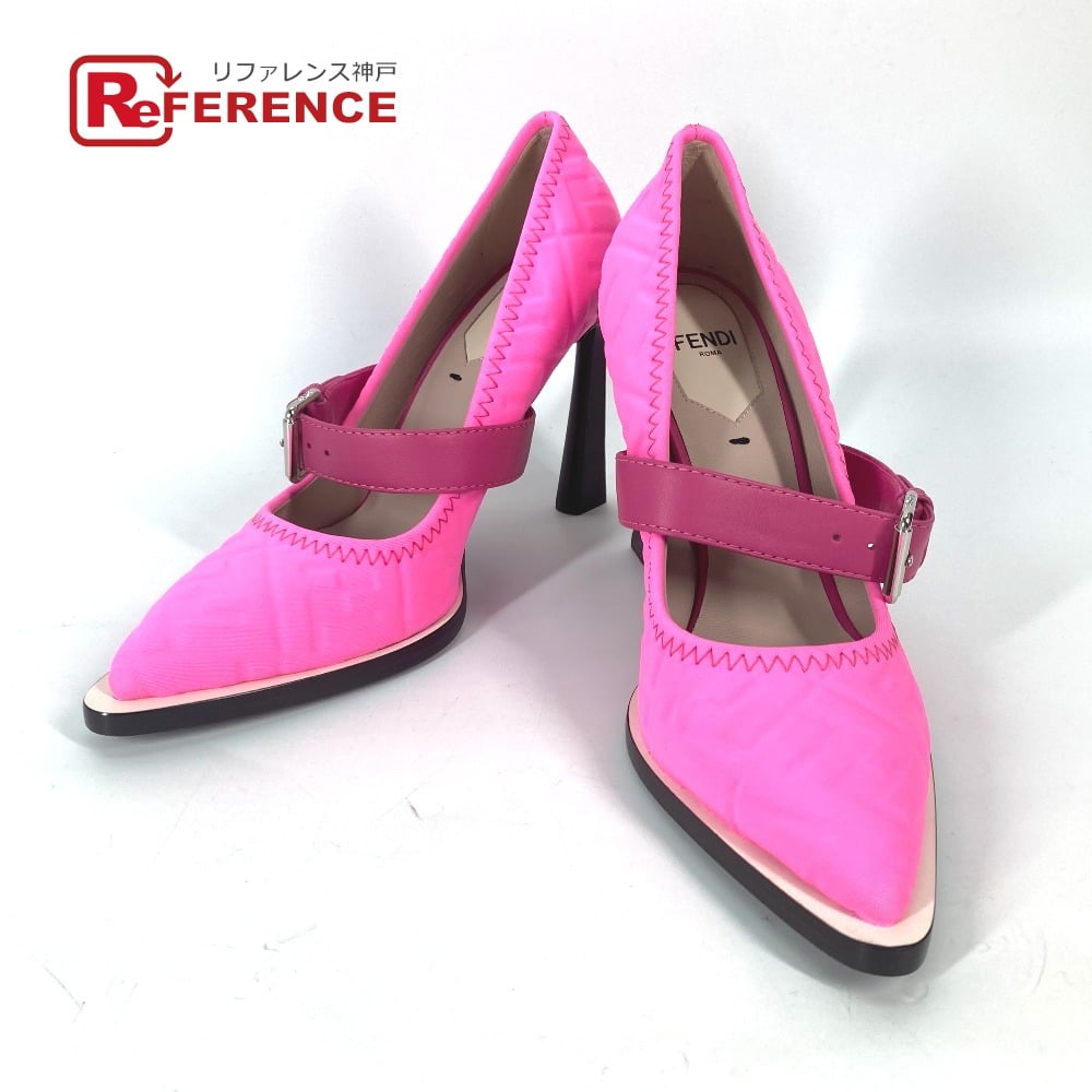 Fendi FENDI FF Belted Design Shoes shoes heel pumps Canvas pink/Black Unused