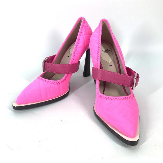Fendi FENDI FF Belted Design Shoes shoes heel pumps Canvas pink/Black Unused - view 2