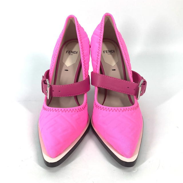 Fendi FENDI FF Belted Design Shoes shoes heel pumps Canvas pink/Black Unused - view 3