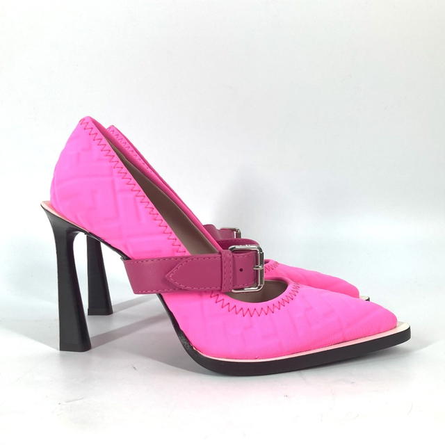 Fendi FENDI FF Belted Design Shoes shoes heel pumps Canvas pink/Black Unused - view 5