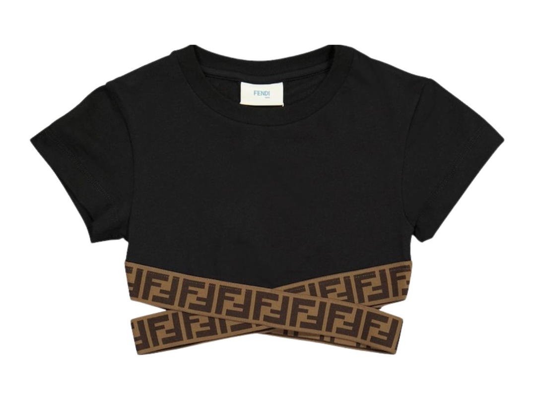 Fendi Fendi FF Cotton Crop Top Black