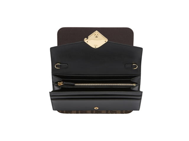 Fendi Fendi FF Diamonds Continental With Chain In Black Leather With Gold-Finish Metalware - view 2