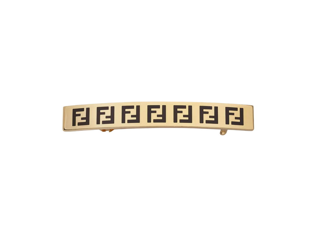 Fendi Fendi FF Hair Clip In Metal With Gold Finish Black