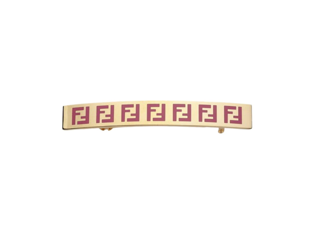 Fendi Fendi FF Hair Clip In Metal With Gold Finish Pink