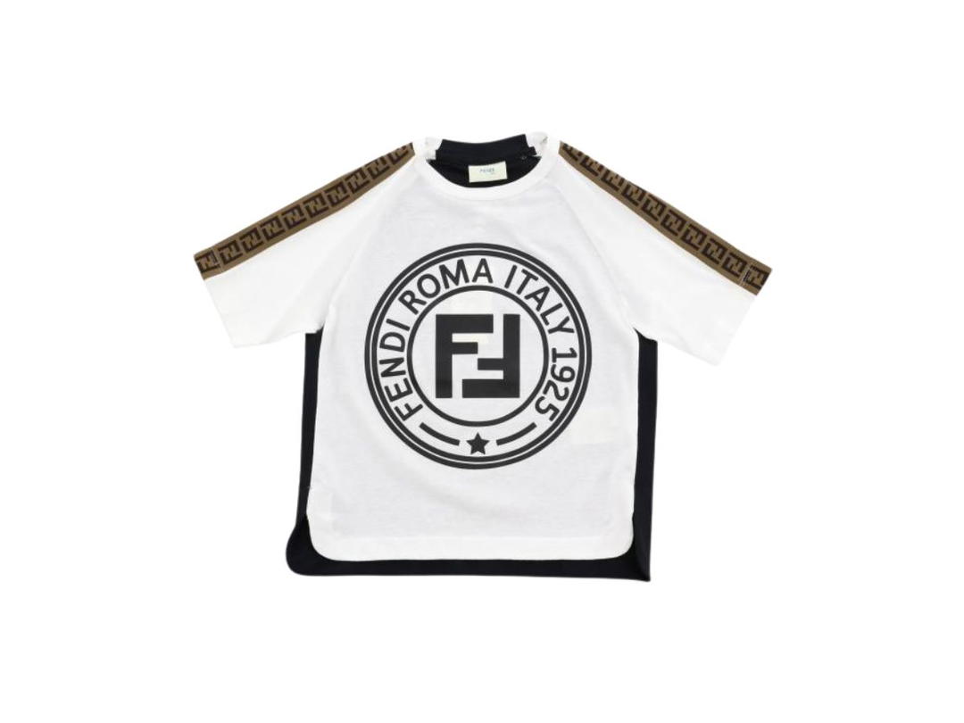 Fendi Fendi Kids FF Logo Tape Stamp T-Shirt In Cotton White