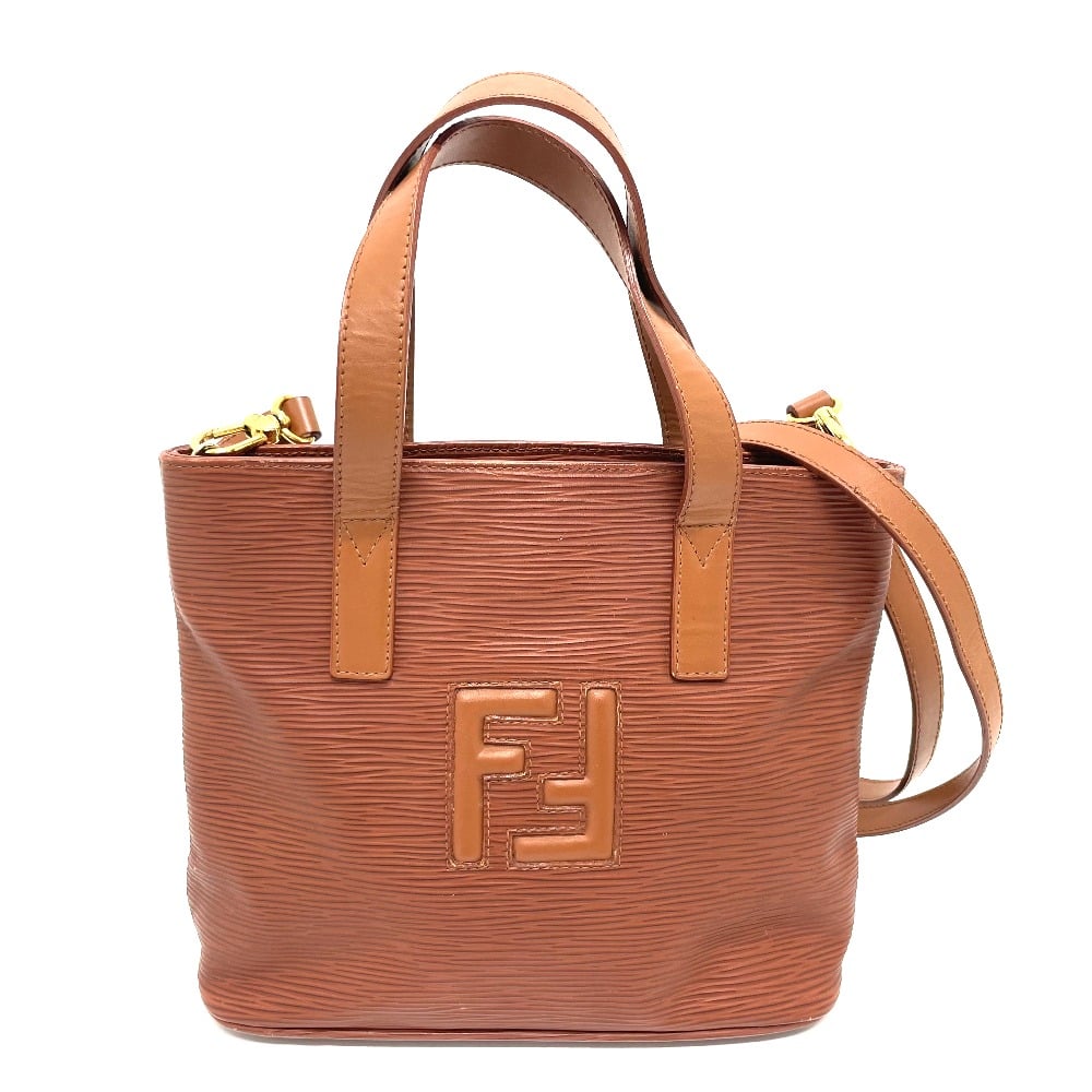 Fendi FENDI FF logo vintage 2WAY Shoulder Bag Hand Bag Leather Brown