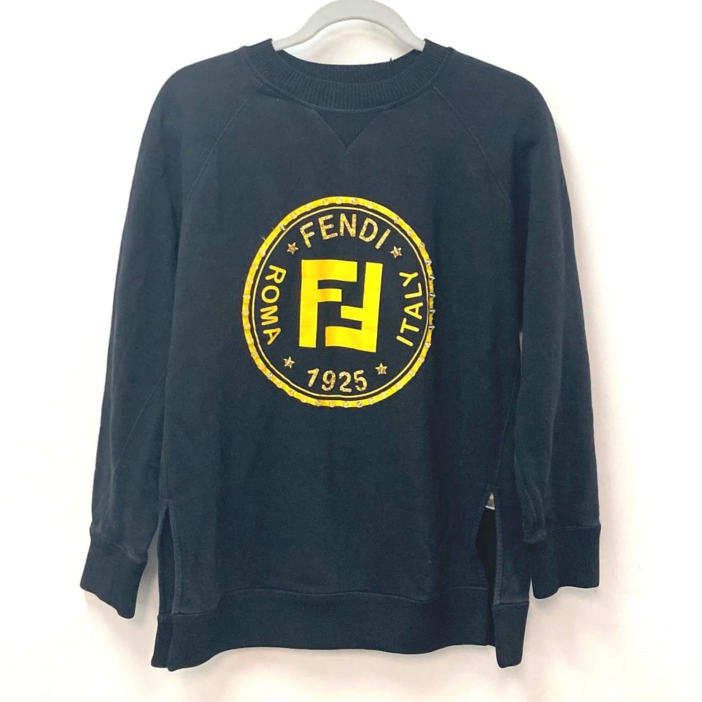 Fendi FENDI FS7034 tops long sleeves apparel trainer cotton Black/yellow