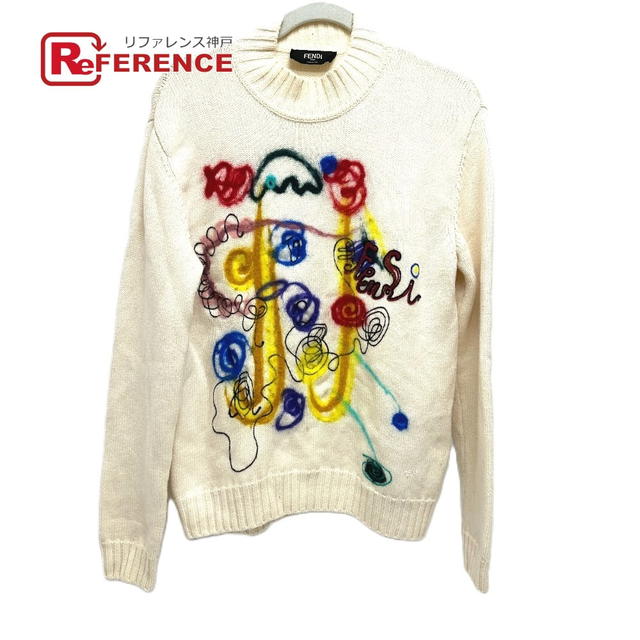 Fendi FENDI FVZ467 Apparel tops sweater logo Long sleeve knit wool White/Multicolore - view 1