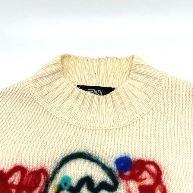 Fendi FENDI FVZ467 Apparel tops sweater logo Long sleeve knit wool White/Multicolore - view 4