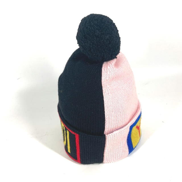 Fendi FENDI FXQ056 beanie hat knit cap logo With pompoms Knit hat wool Black/pink - view 4