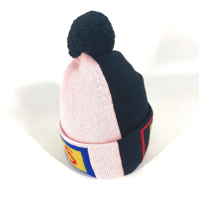 Fendi FENDI FXQ056 beanie hat knit cap logo With pompoms Knit hat wool Black/pink - view 5