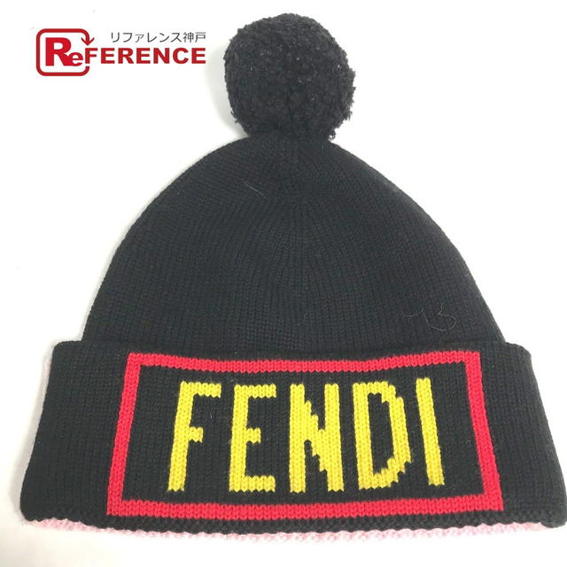 Fendi FENDI FXQ056 Bicolor with logo pompom beanie hat knit hat knit cap - view 1