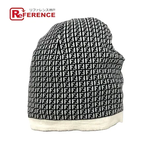 Buy FENDI FXQ056 Zucca logo beanie hat knit hat knit cap Knit hat wool Black/White at Sasom – Authentic and Ready to Ship