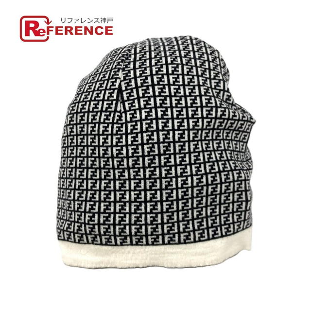 Fendi FENDI FXQ056 Zucca logo beanie hat knit hat knit cap Knit hat wool Black/White - view 1