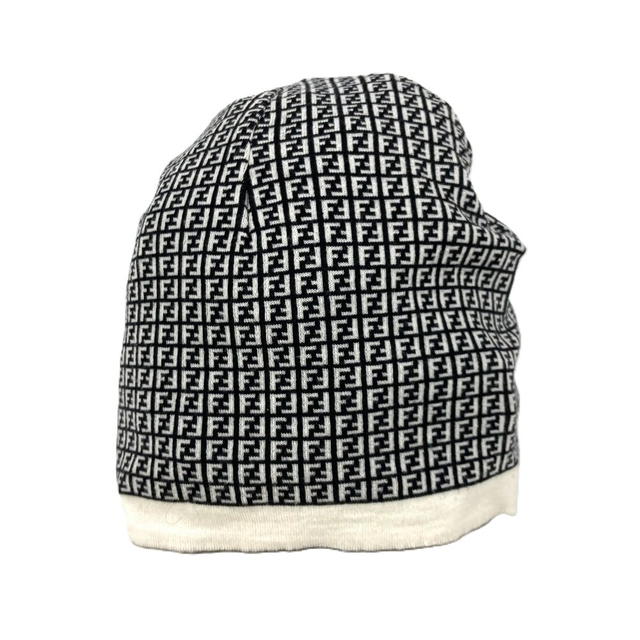 Fendi FENDI FXQ056 Zucca logo beanie hat knit hat knit cap Knit hat wool Black/White - view 2
