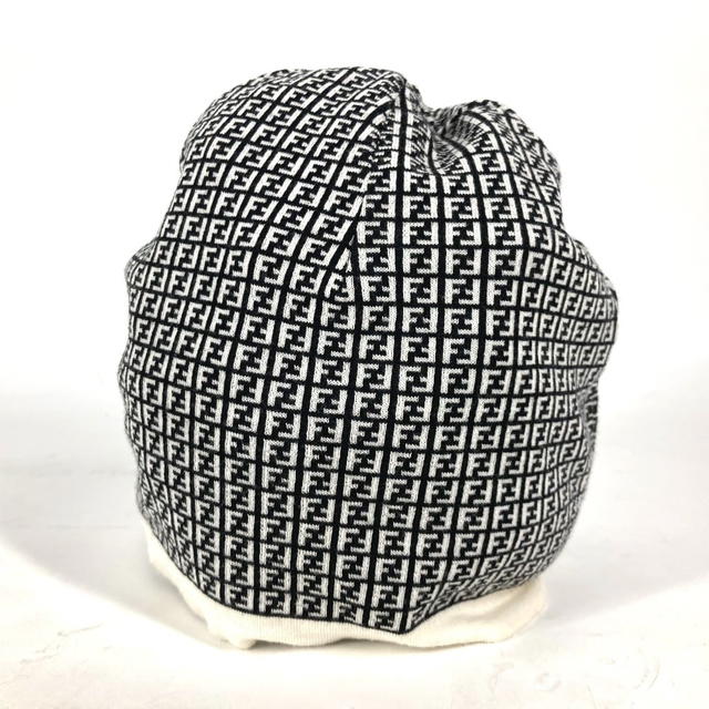 Fendi FENDI FXQ056 Zucca logo beanie hat knit hat knit cap Knit hat wool Black/White - view 3