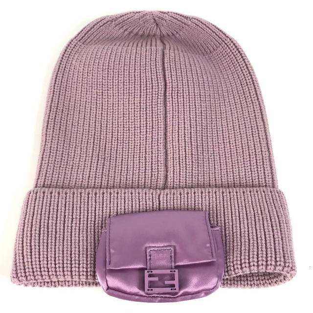 Fendi FENDI FXQ938 bucket bag design with logo pocket beanie hat knit hat cap - view 2