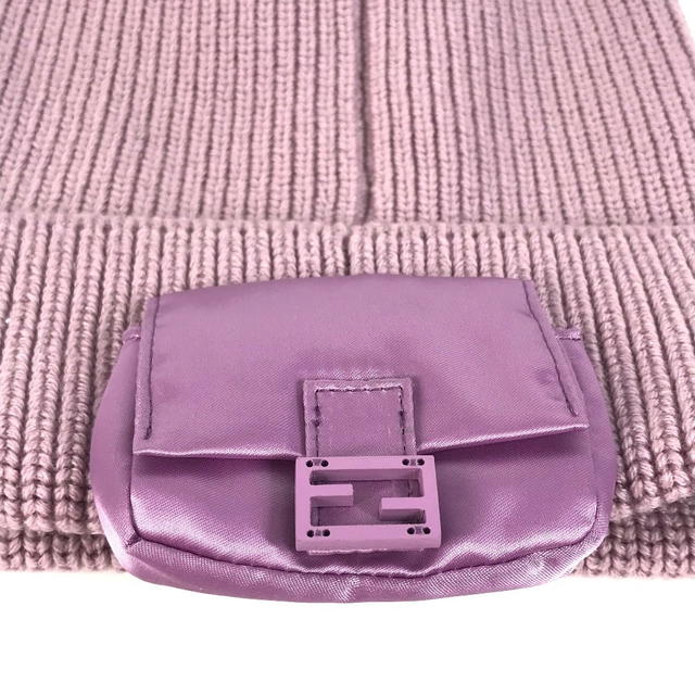 Fendi FENDI FXQ938 bucket bag design with logo pocket beanie hat knit hat cap - view 3