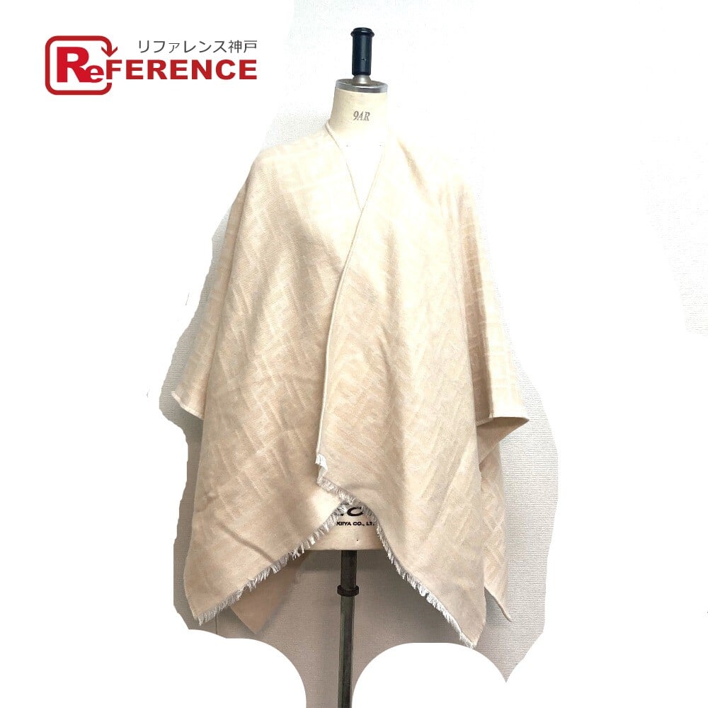 Fendi FENDI FXX713 Outerwear Apparel Zucca fringe poncho wool / silk Beige