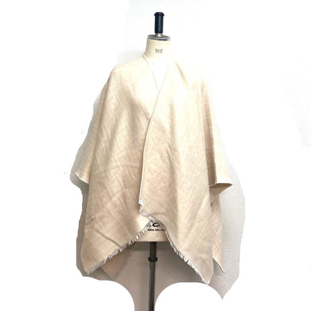 Fendi FENDI FXX713 Outerwear Apparel Zucca fringe poncho wool / silk Beige - view 2