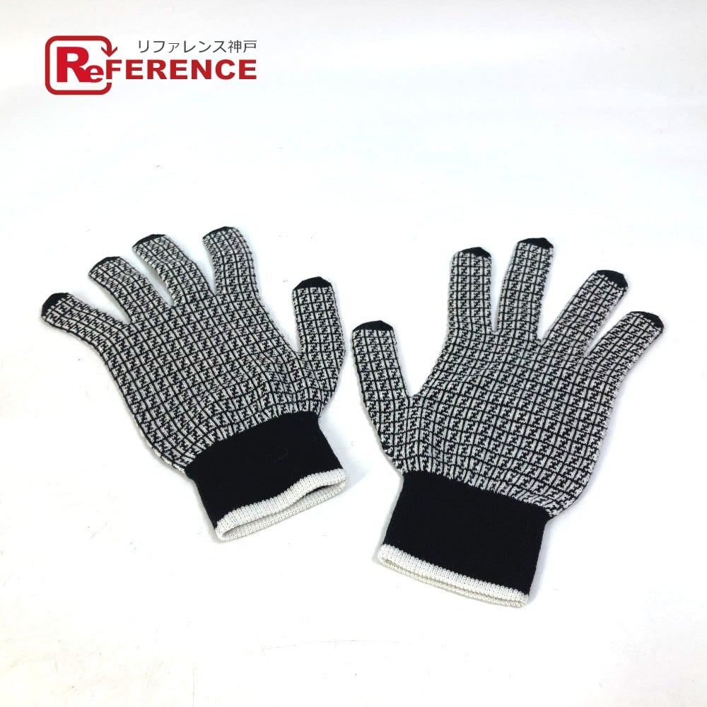 Fendi FENDI FXY010 logo gloves Glove wool Black/White