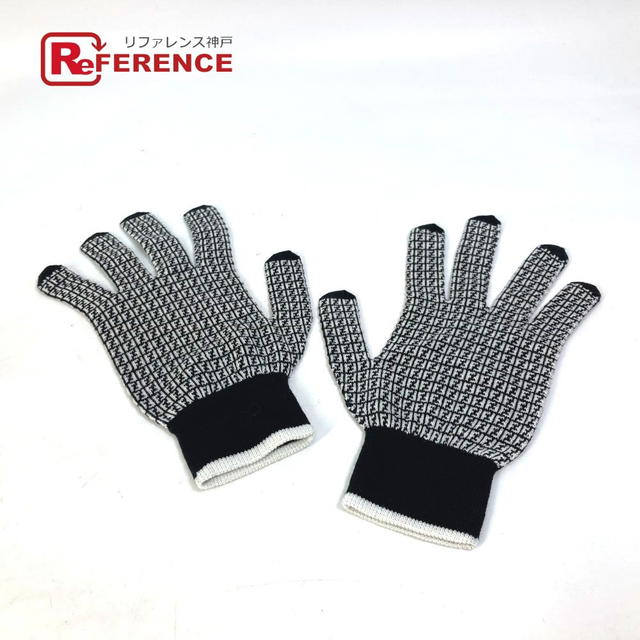 Fendi FENDI FXY010 logo gloves Glove wool Black/White - view 1