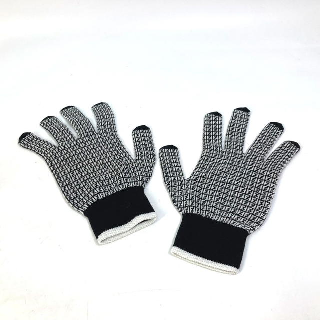 Fendi FENDI FXY010 logo gloves Glove wool Black/White - view 2
