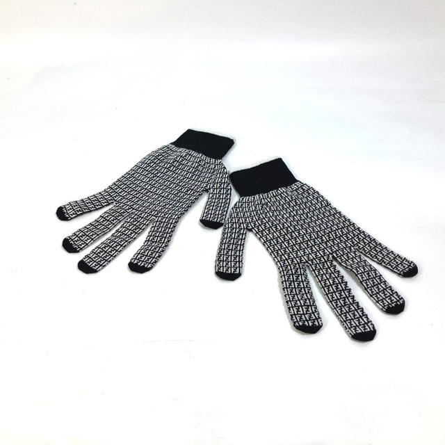 Fendi FENDI FXY010 logo gloves Glove wool Black/White - view 3