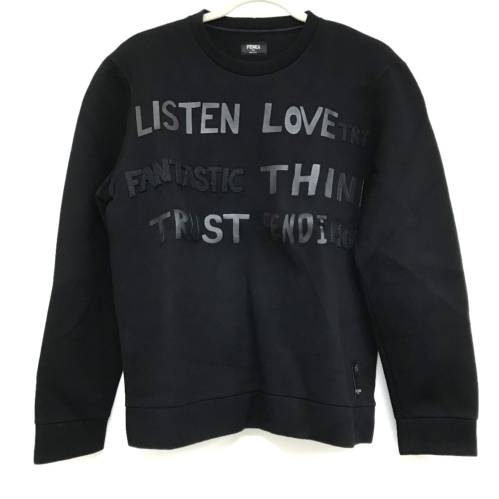 Fendi FENDI FY0812 Rubber logo sweat Apparel Tops trainer Rayon Black