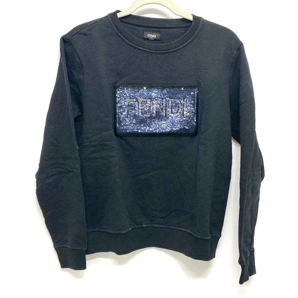Fendi FENDI FY0944 Sequin logo Patch detail Sweatshirt sweat cotton Black