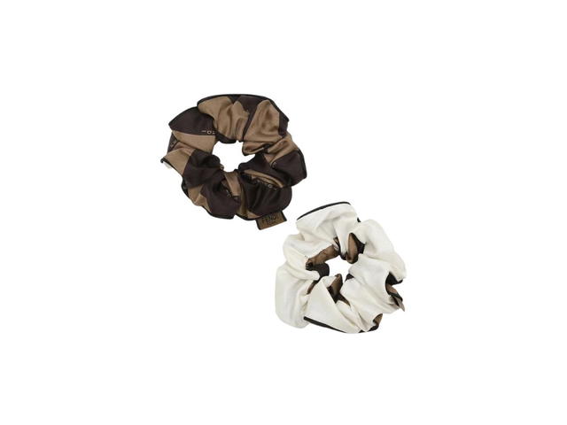 Fendi Fendi Hair Elastics Set Of Two Elastic Brown Silk Hairbands Brown - view 2