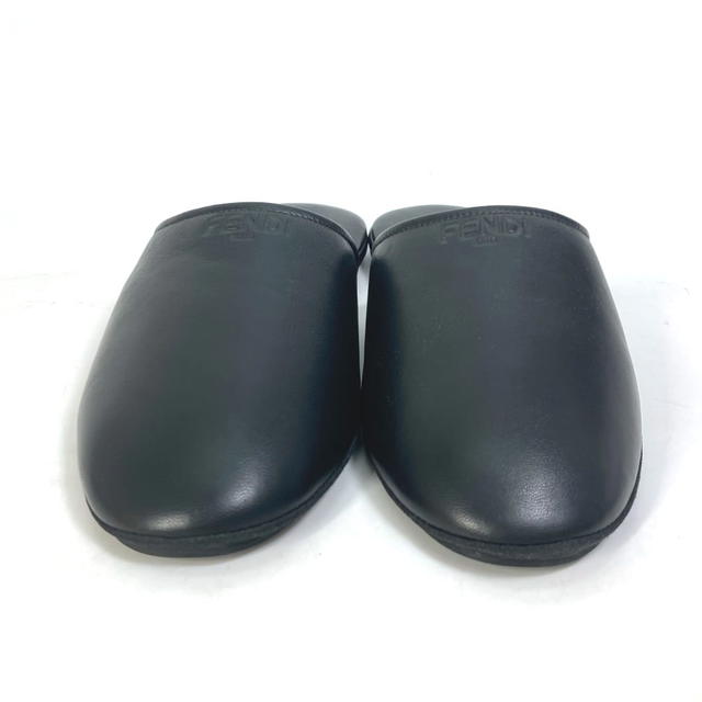 Fendi FENDI indoors logo slippers room shoes shoes flat Other shoes Leather Black - view 2