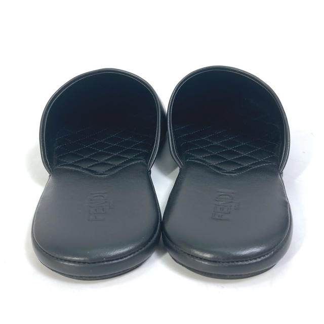 Fendi FENDI indoors logo slippers room shoes shoes flat Other shoes Leather Black - view 3